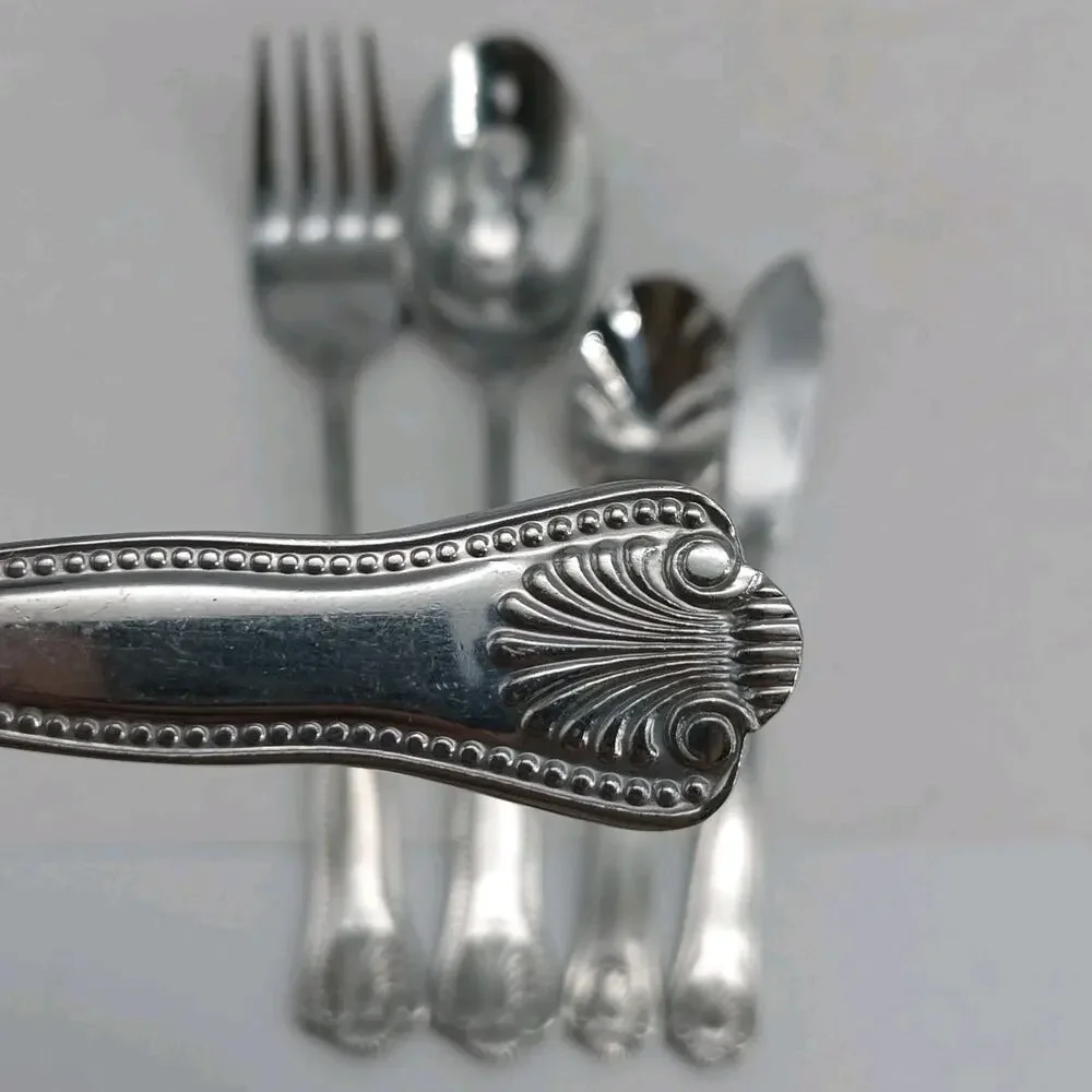 5X Serving TOWLE Supreme STUART SHELL Stainless Spoons Fork Spreader Sugar